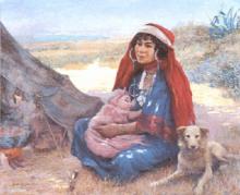 Louis FLOT " Femme d'Afrique du Nord et son enfant"