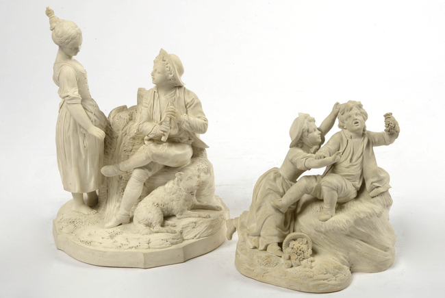 O_CYFFLE - Lot de deux statuettes représentant 'La dispute' et 'Couple paysan'.jpg