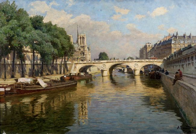 O_RENAUDIN - Paris, Notre Dame et le Pont Saint Michel.jpg.jpg