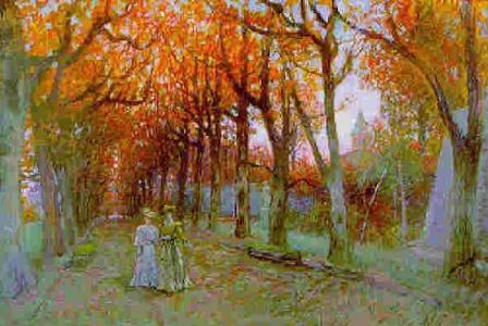 Charles MEIXMORON de DOMBASLE       :  La promenade dans la grande allée en automne