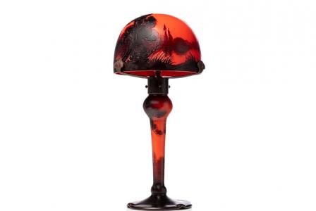 Muller frères       :  Lampe au paysage lacustre