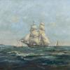 Léon LE ROYER  "Voiliers au large des côtes normandes"