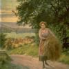 Antoine VIERLING  "Jeune femme sur un chemin de campagne"