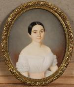 A_Louis Emile BERTRAND  "Portrait de jeune femme en buste"