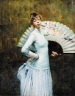 Eugène CHAFFANEL  "Jeune femme à l'éventail"