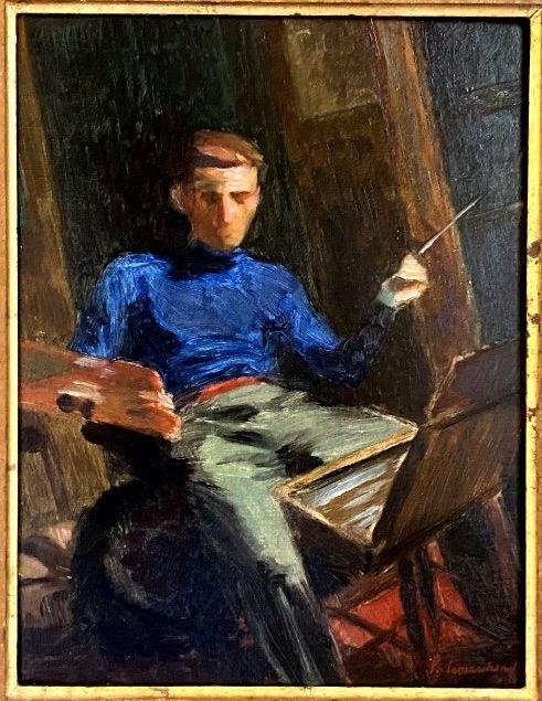 Pierre LEMARCHAND       :  Autoportrait dans l'atelier