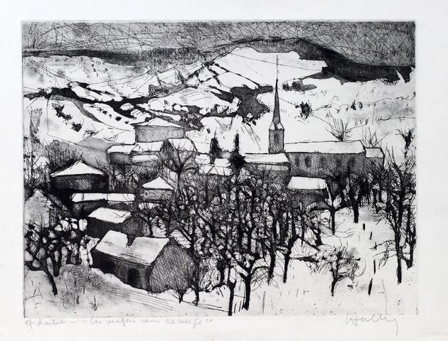 Jacques HALLEZ       :   Les vergers sous la neige