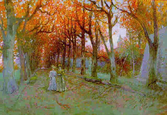 Charles MEIXMORON de DOMBASLE       :  La promenade dans la grande allée en automne