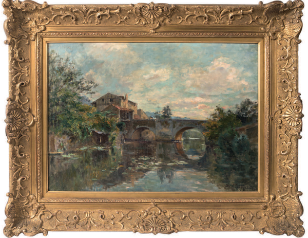 Edmond-Marie PETITJEAN         :       Paysage au pont