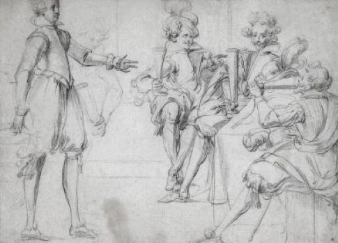 Jacques BELLANGE (de)       :   Cinq hommes buvant
