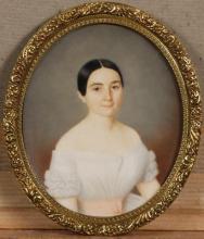 A_Louis Emile BERTRAND  "Portrait de jeune femme en buste"