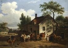 Jean François DEMAY  "Intérieur d'un village et la route"