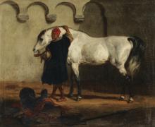 Louis Théodore DEVILLY  " Cheval à l'écurie"