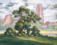 Emile GALLOIS "Paysage d'Albi avec la cathédrale" Emile GALLOIS "Paysage d'Albi avec la cathédrale"