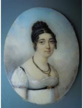 Jean Pierre MENUSIER  "Portrait de jeune femme en robe empire"