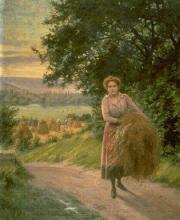 Antoine VIERLING  "Jeune femme sur un chemin de campagne"