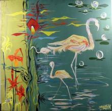 Michel COATANROCH       :  Flamands sur l'étang